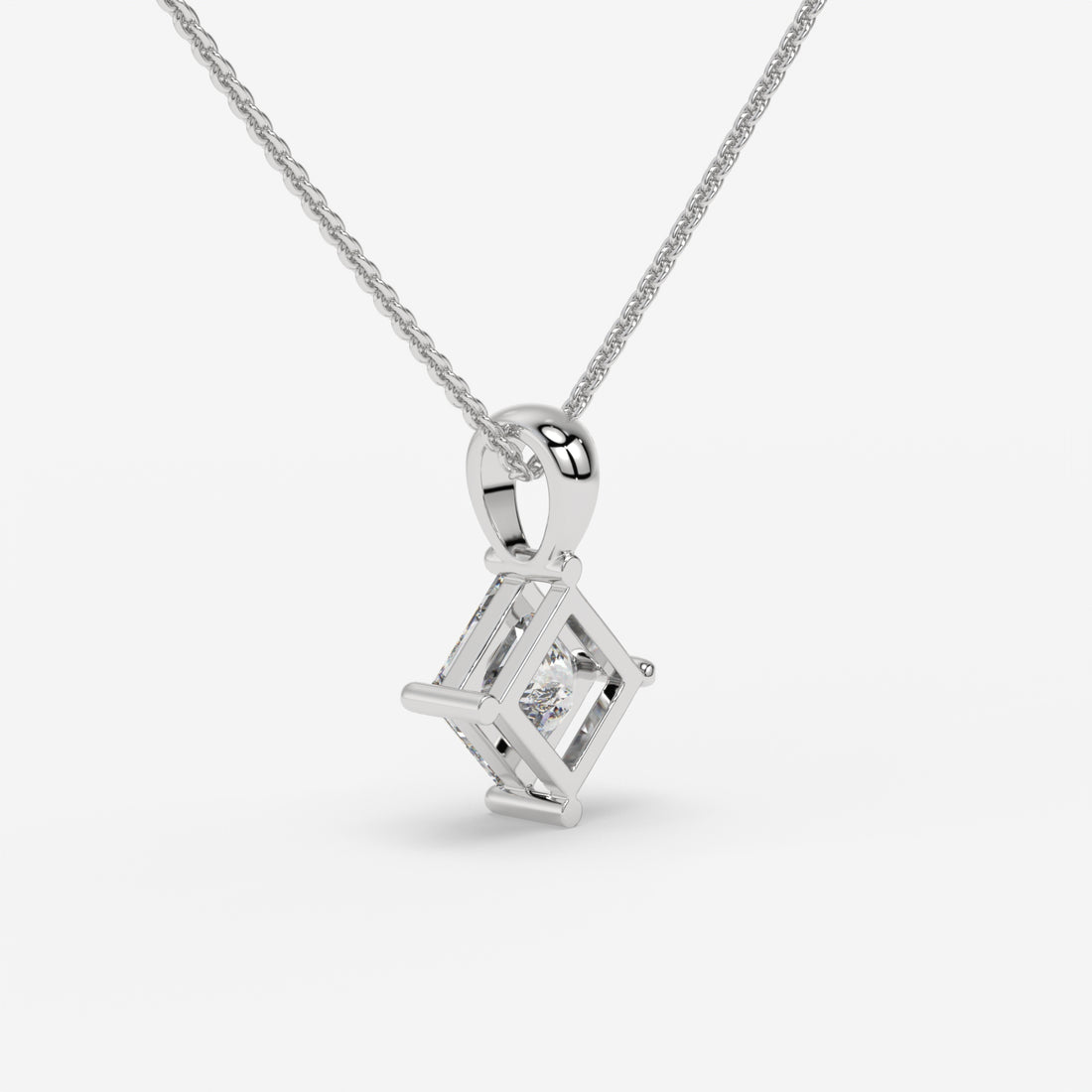 1.00 CT Princess-Cut Diamond White Gold Pendant with Minimalist Design