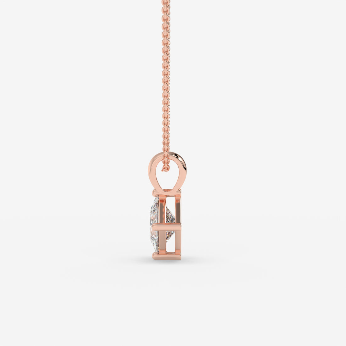 1.00 CT Princess-Cut Diamond Rose Gold Pendant with Minimalist Design