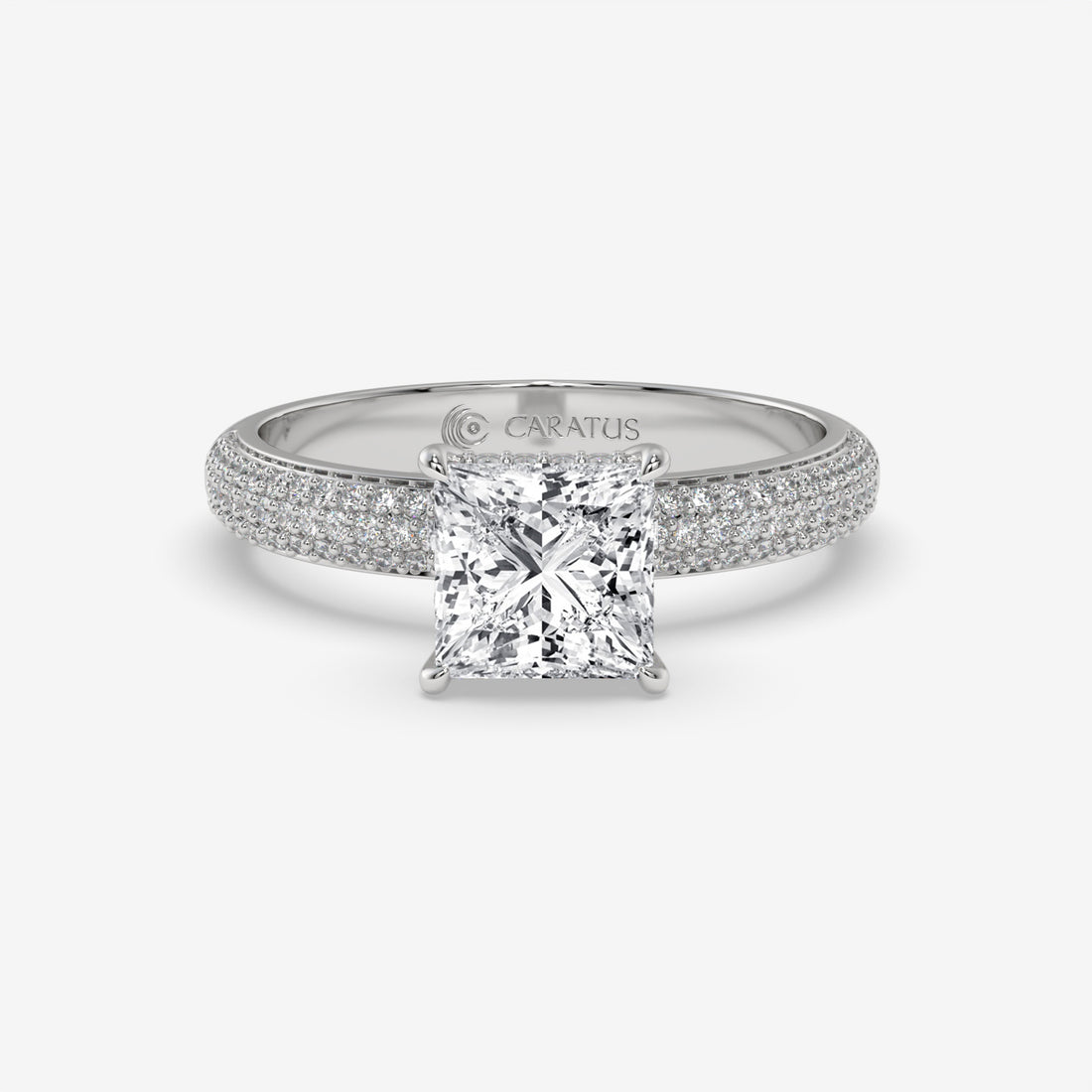 1.25 CT Princess Cut Diamond White Gold Ring with Round Diamonds