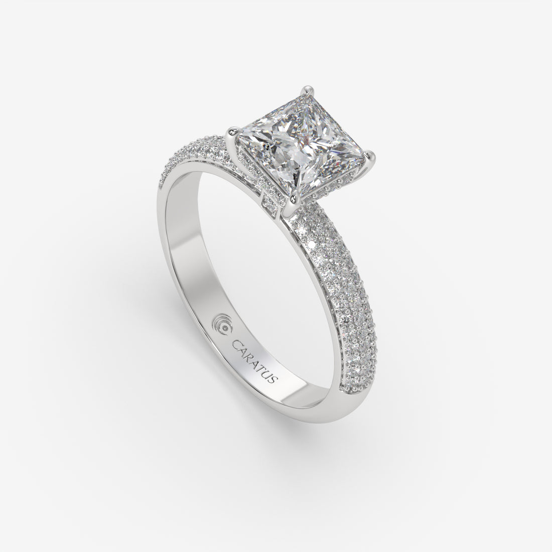 1.25 CT Princess Cut Diamond White Gold Ring with Round Diamonds