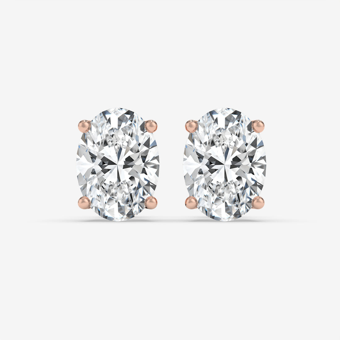 Classic Oval-Shaped Diamond Stud Yellow Gold Earrings