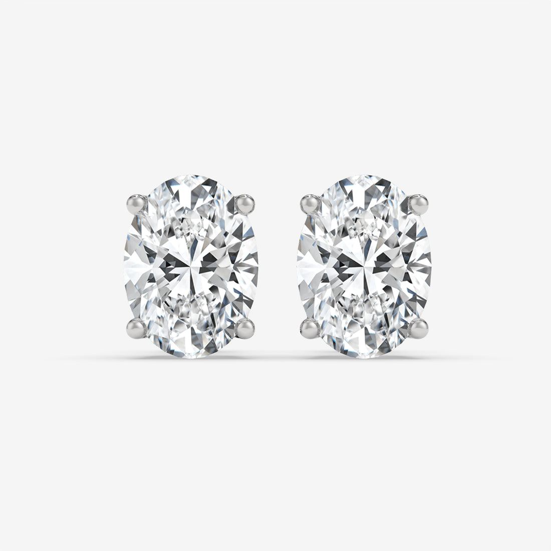 Classic Oval-Shaped Diamond Stud Rose Gold Earrings