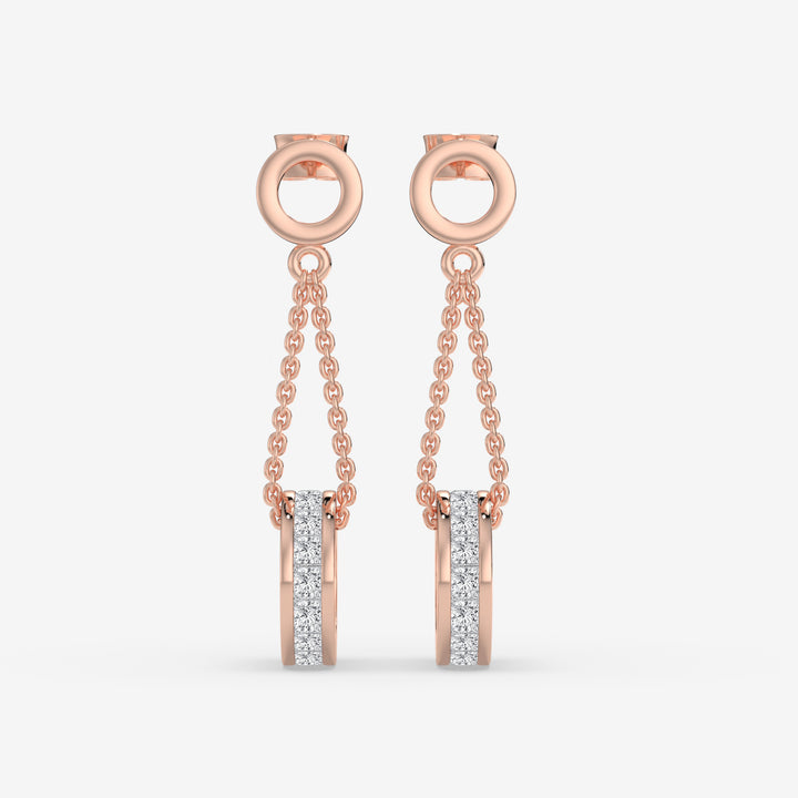 Rose Gold Princess-Cut Diamond Drop Earrings with 0.48 CT Diamond
