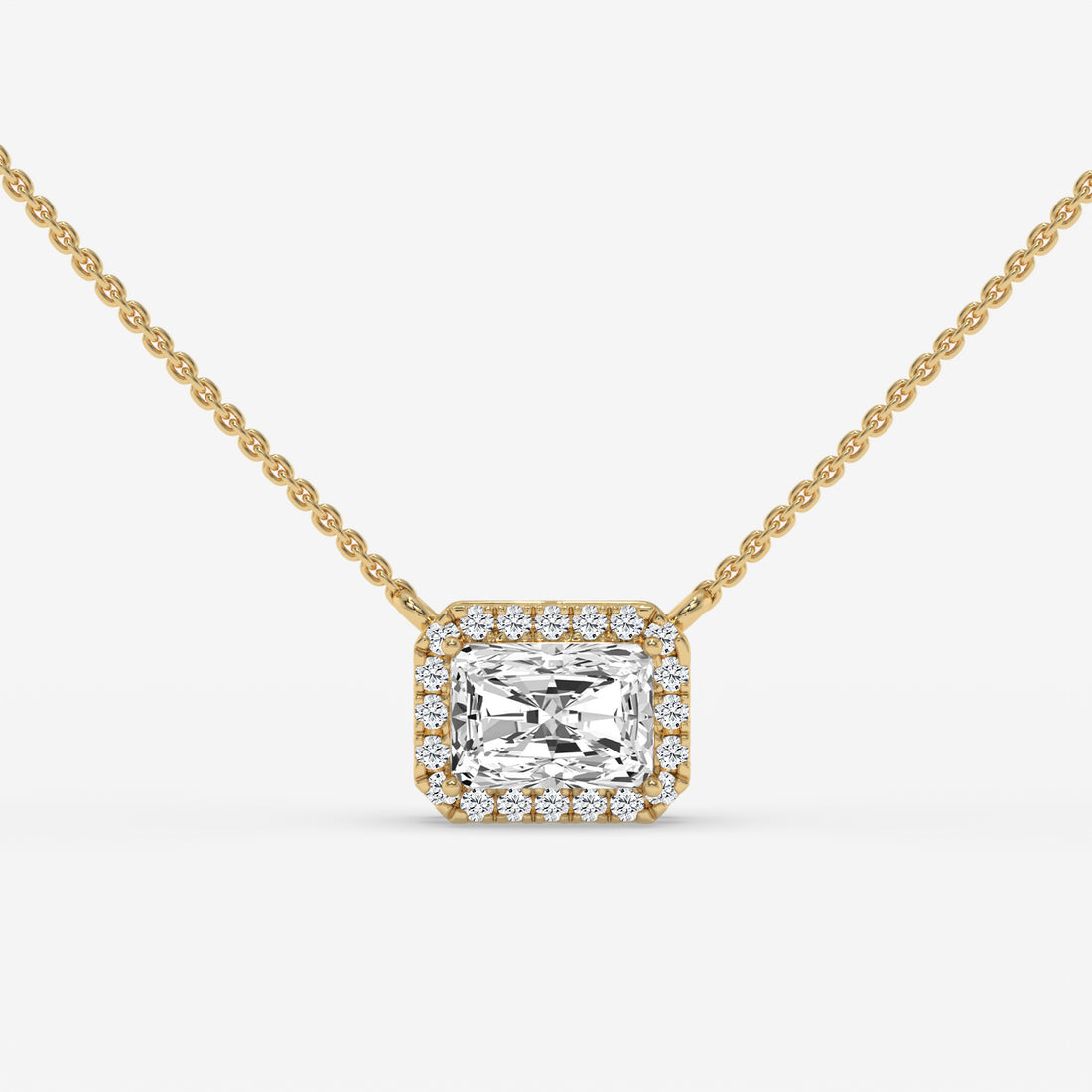 1.00 CT White Gold Radiant-Cut Diamond Pendant with Square Halo