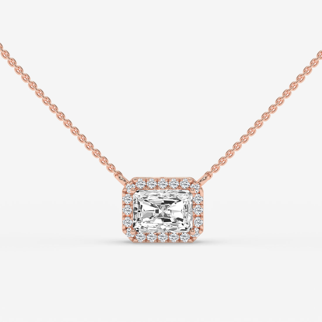 1.00 CT White Gold Radiant-Cut Diamond Pendant with Square Halo