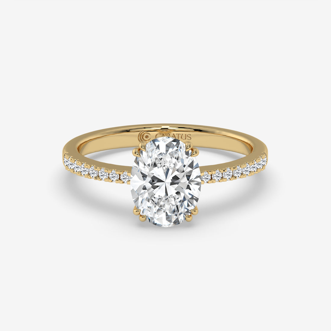 White Gold Oval-Cut Diamond Pavé Ring with Radiant Sparkle