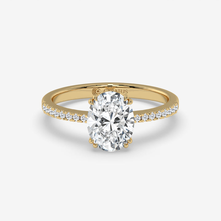 Yellow Gold Oval-Cut Diamond Pavé Ring with Radiant Sparkle