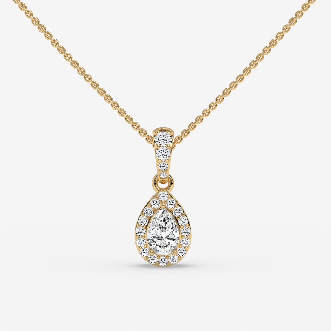 Pear-Shaped Diamond Pendant with Round Diamond Accents in White Gold