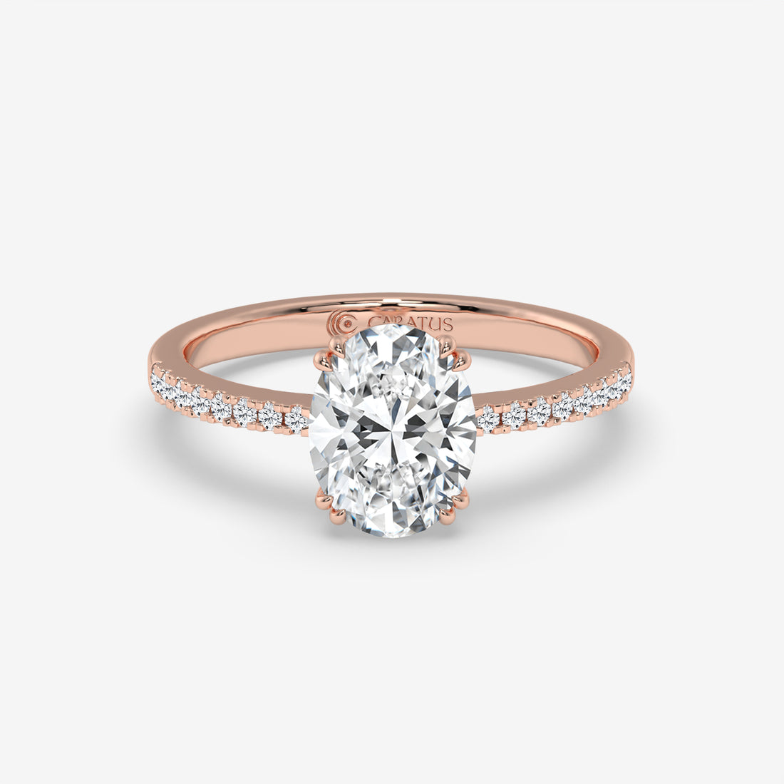 White Gold Oval-Cut Diamond Pavé Ring with Radiant Sparkle