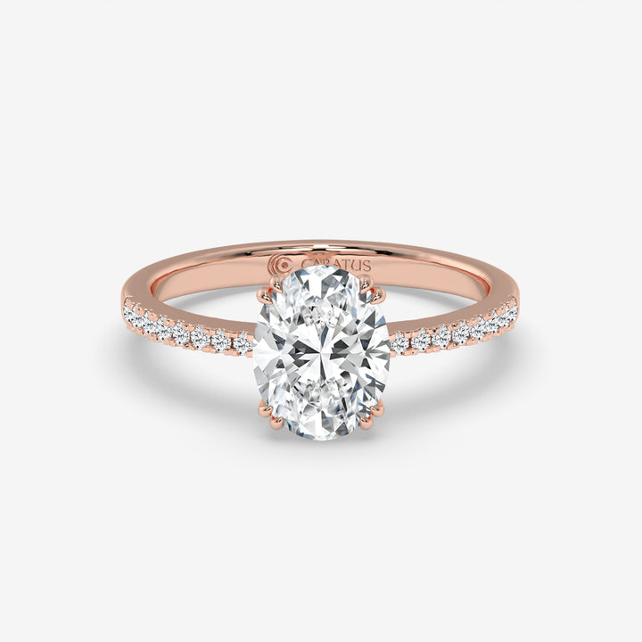 Rose Gold Oval-Cut Diamond Pavé Ring with Radiant Sparkle