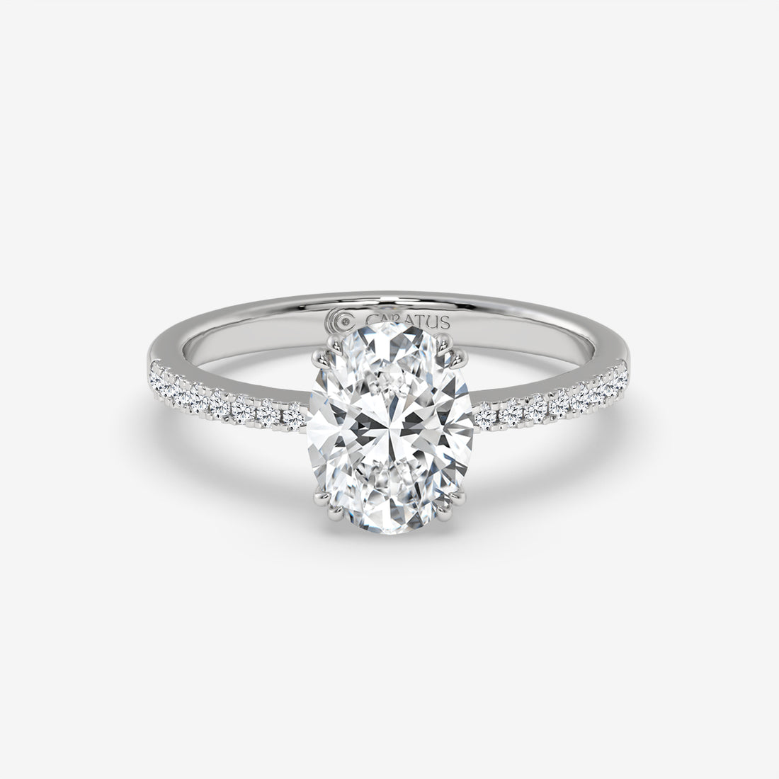 White Gold Oval-Cut Diamond Pavé Ring with Radiant Sparkle