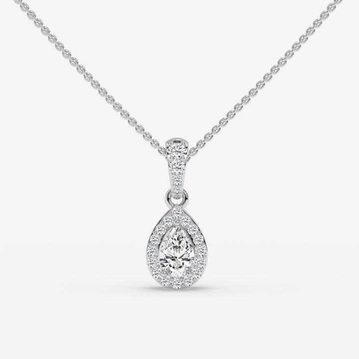 Pear-Shaped Diamond Pendant with Round Diamond Accents in White Gold