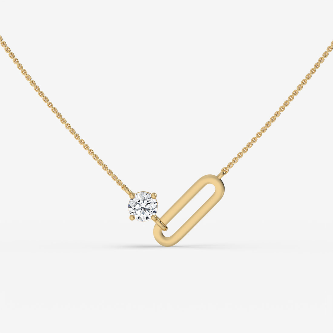 Intertwined Oval and Round Diamond Rectangle White Gold Pendant