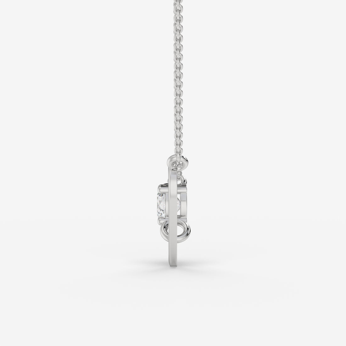Intertwined Oval and Round Diamond Rectangle White Gold Pendant