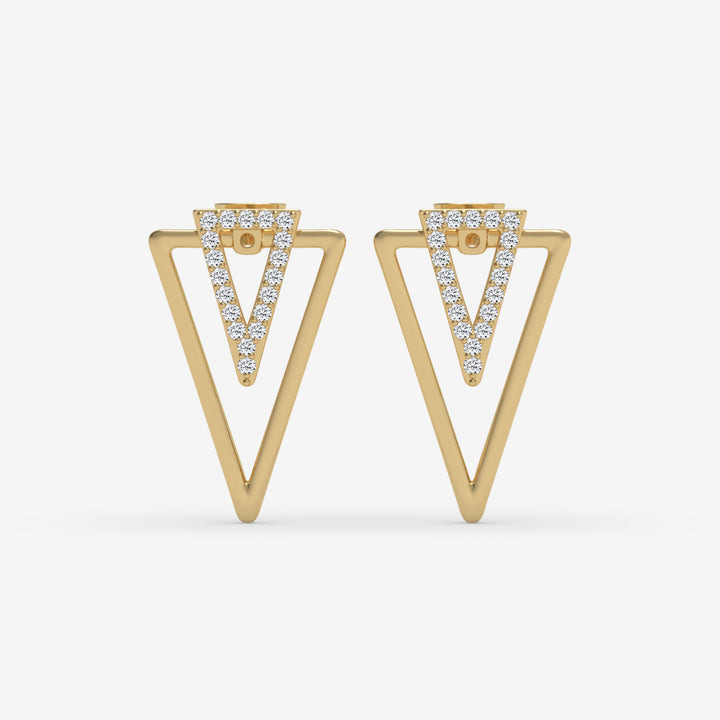 Geometric Diamond Stud Yellow Gold Earrings