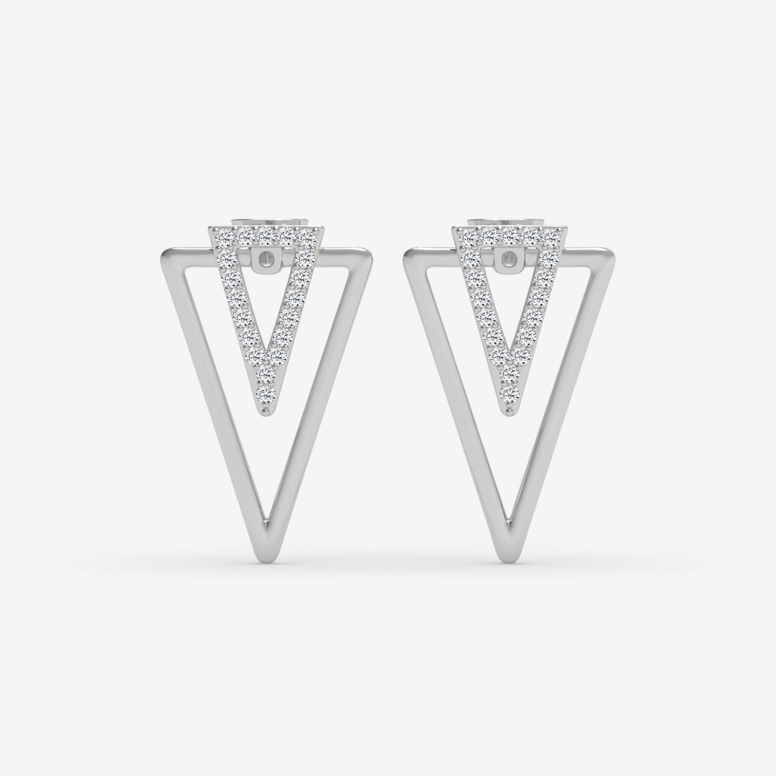 Geometric Diamond Stud White Gold Earrings