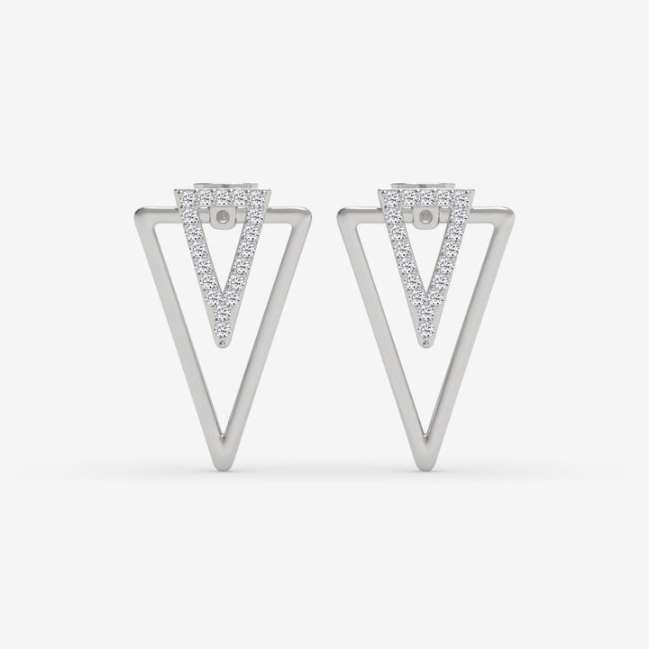 Geometric Diamond Stud White Gold Earrings