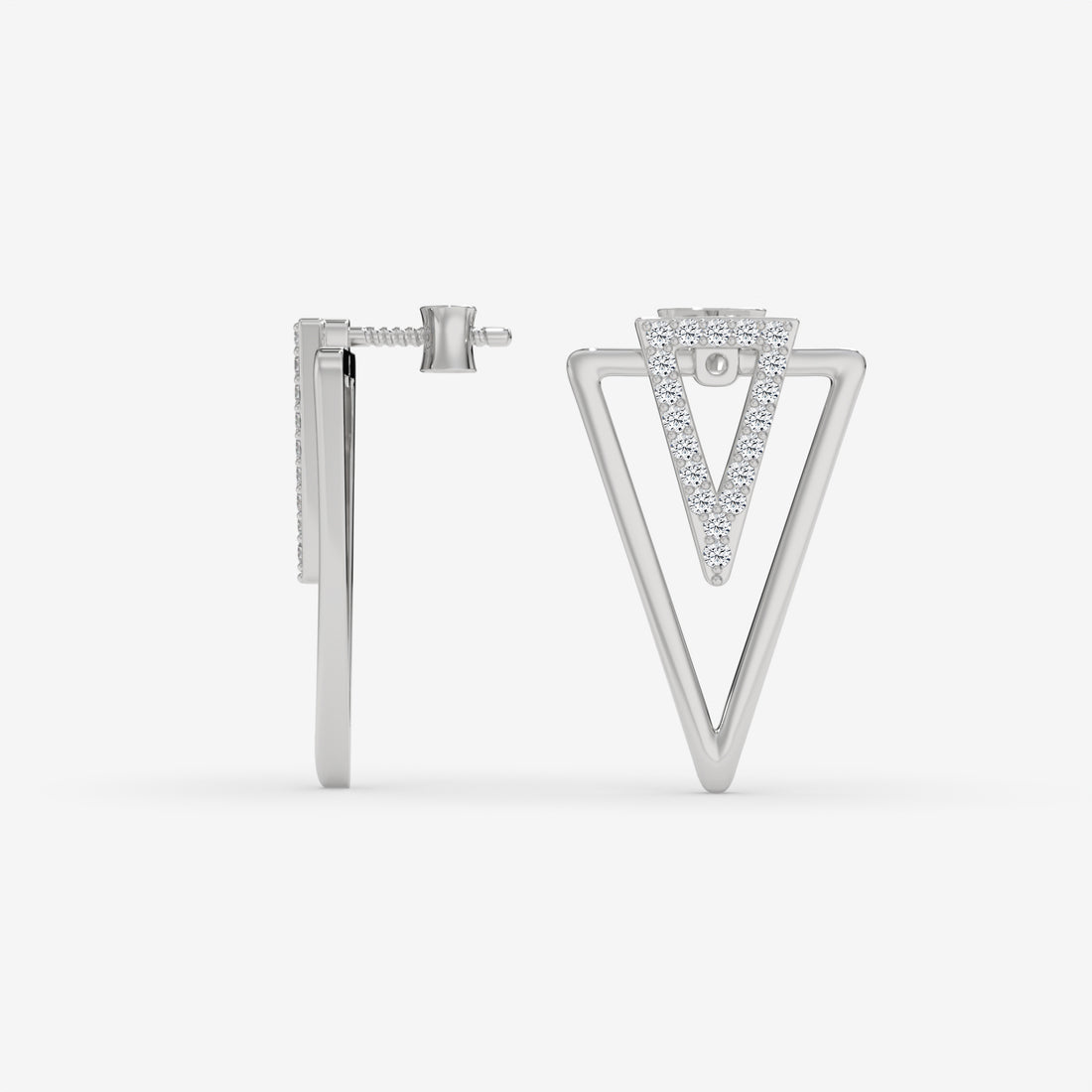 Geometric Diamond Stud White Gold Earrings