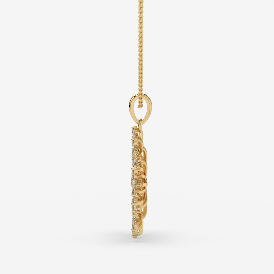 Sunburst Yellow Gold Diamond Pendant with Round-Cut Center Stone