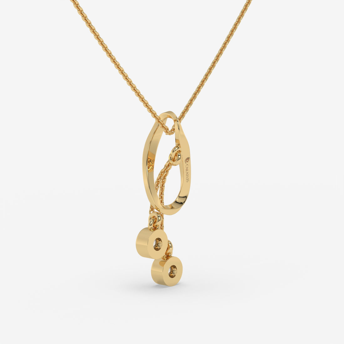 Twisted Pendant Yellow Gold Necklace with Round-Cut Diamond Accents