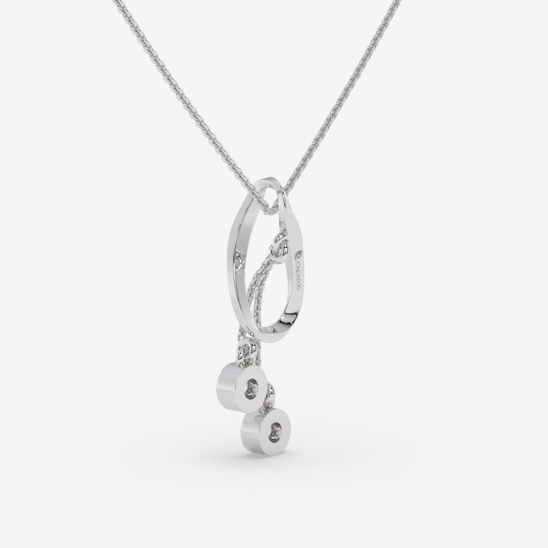 Twisted Pendant White Gold Necklace with Round-Cut Diamond Accents