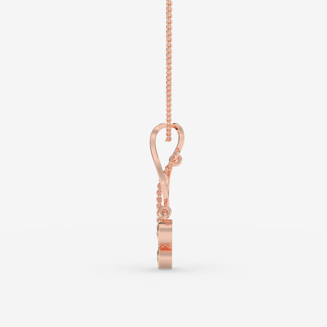 Twisted Pendant Rose Gold Necklace with Round-Cut Diamond Accents