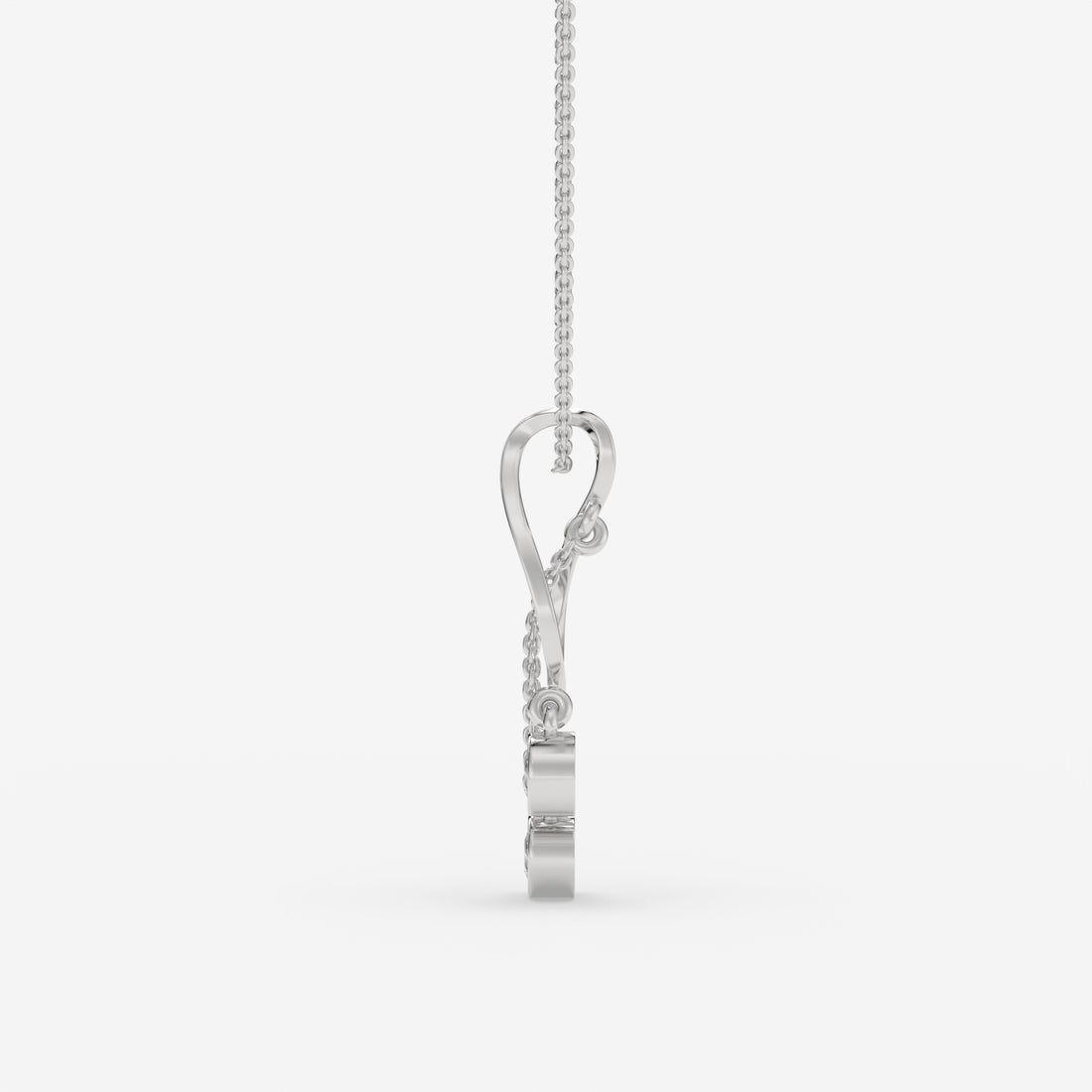 Twisted Pendant White Gold Necklace with Round-Cut Diamond Accents