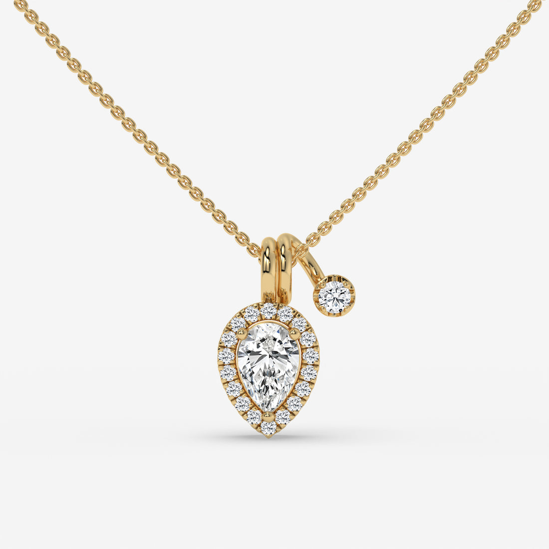 Pear-Shaped Diamond Pendant with Round Diamond Accent in Yellow Gold