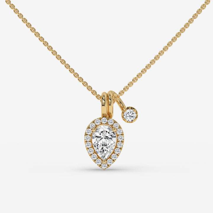 Pear-Shaped Diamond Pendant with Round Diamond Accent in Yellow Gold