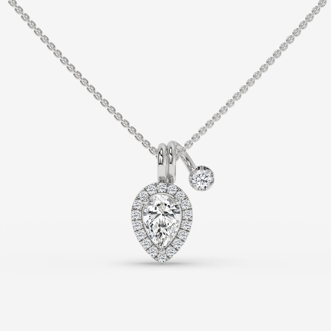 Pear-Shaped Diamond Pendant with Round Diamond Accent in Yellow Gold