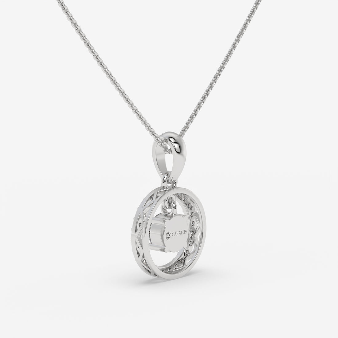 Halo Diamond White Gold Pendant with Round-Cut Centerstone