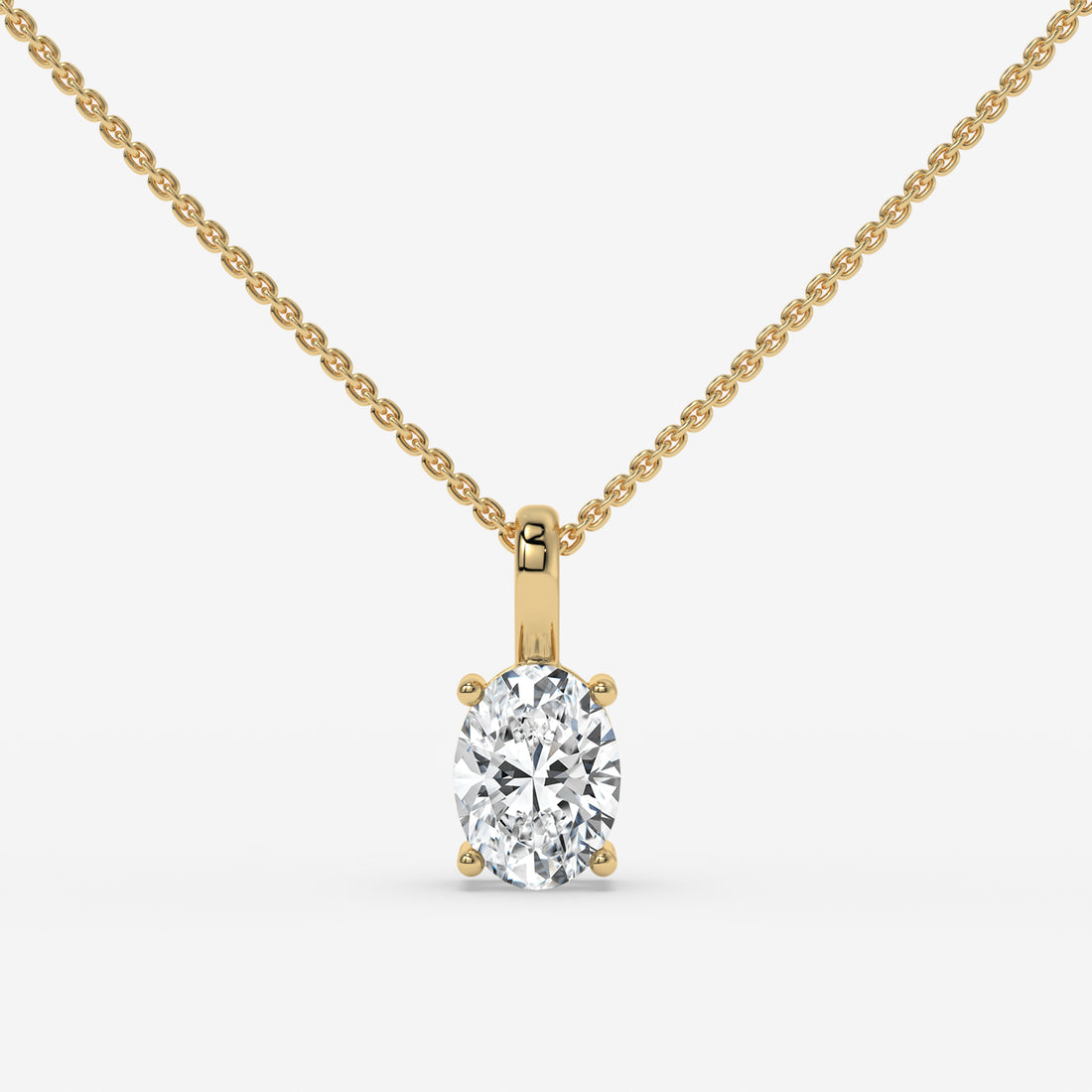 White Gold Oval-Shaped Diamond Solitaire Pendant