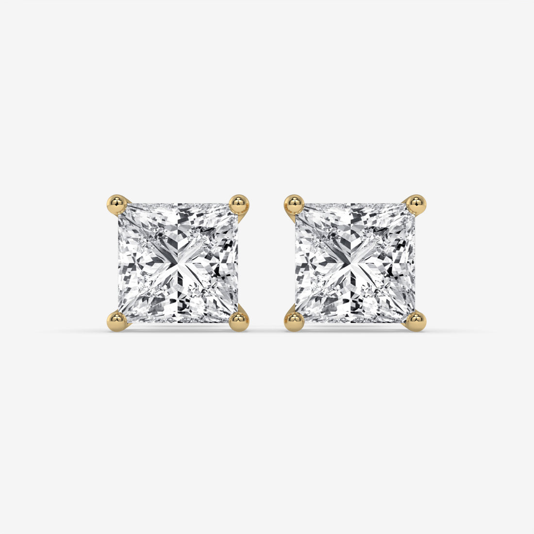 Princess-Cut Diamond White Gold Stud Earrings