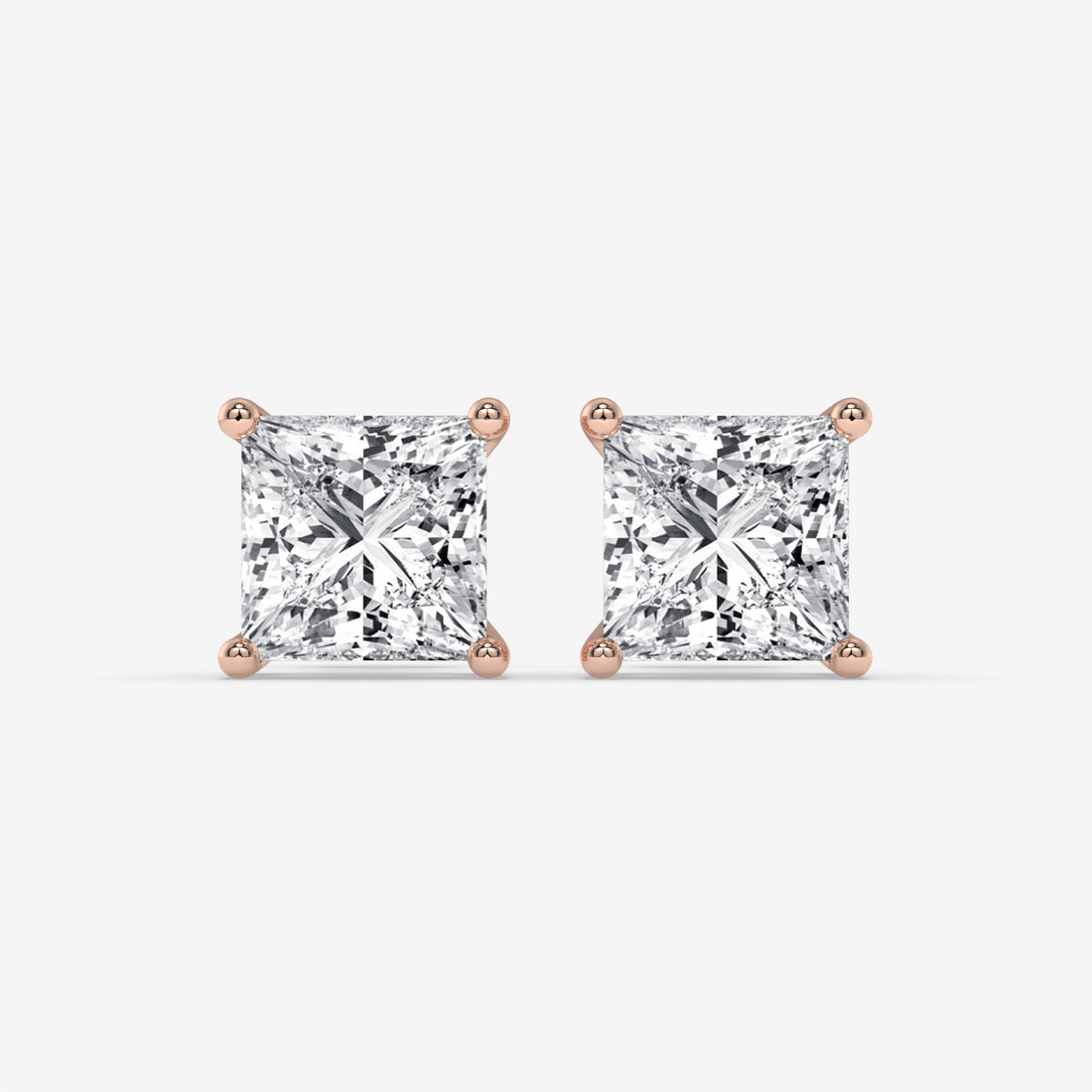 Princess-Cut Diamond White Gold Stud Earrings