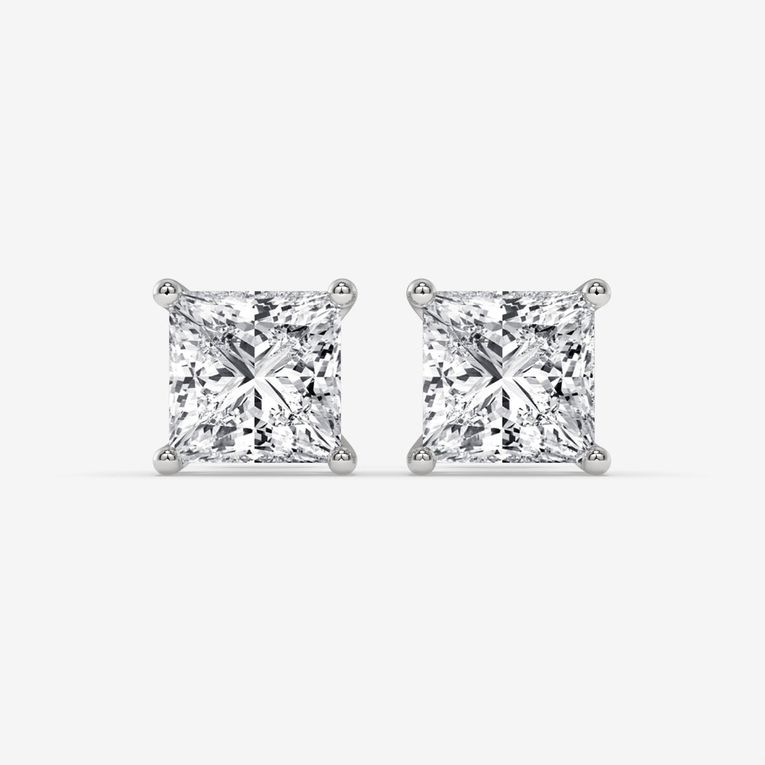 Princess-Cut Diamond White Gold Stud Earrings
