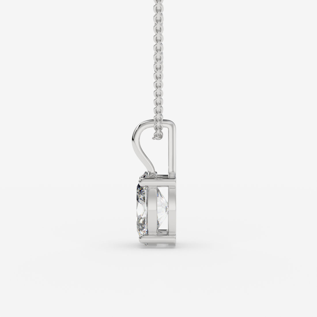 White Gold Oval-Shaped Diamond Solitaire Pendant