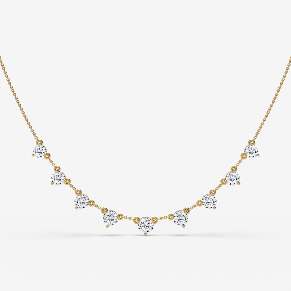 Graduated Diamond Cascade Yellow Gold Necklace
