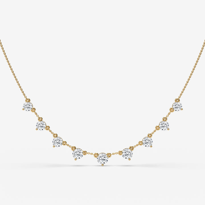 Graduated Diamond Cascade Yellow Gold Necklace