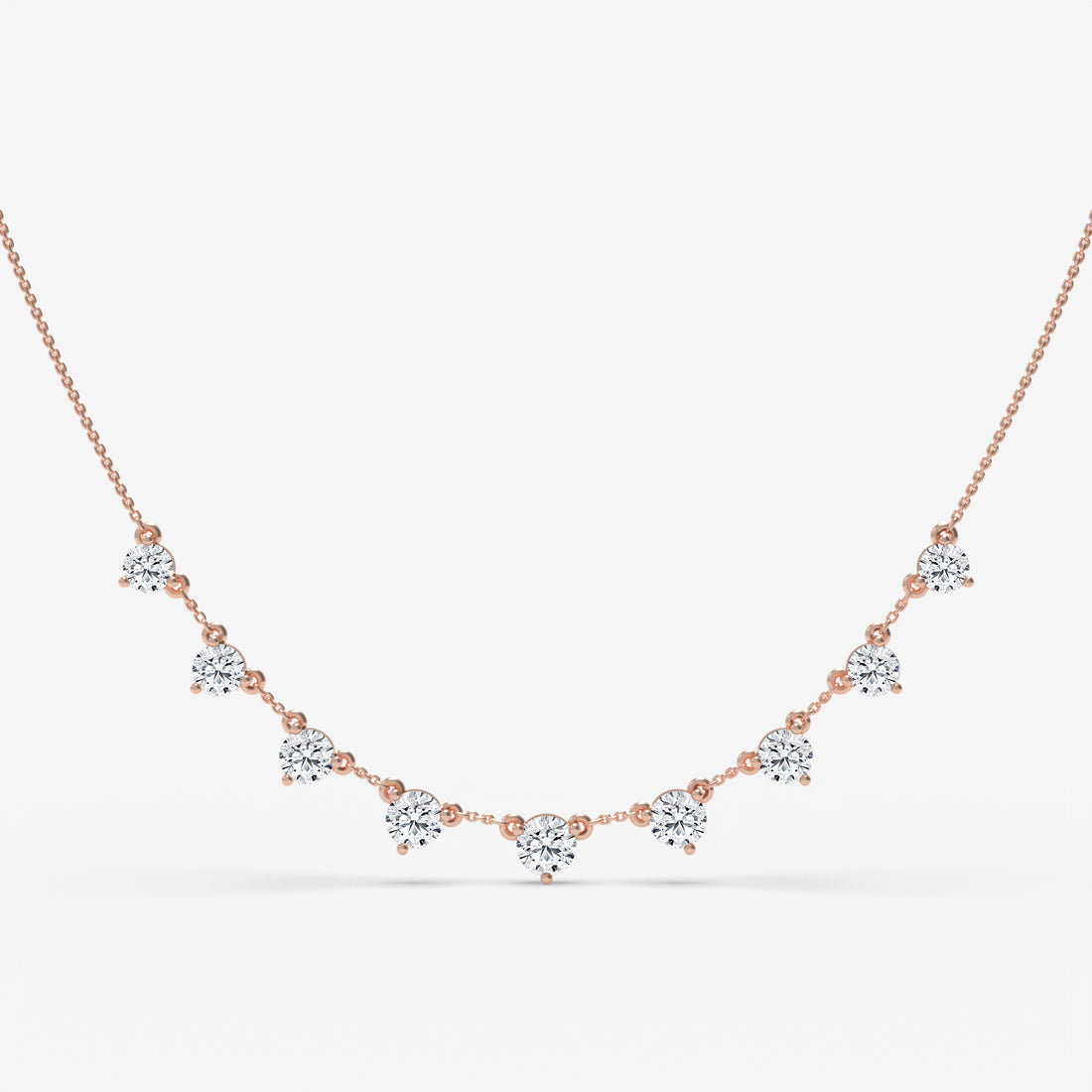 Graduated Diamond Cascade White Gold Necklace