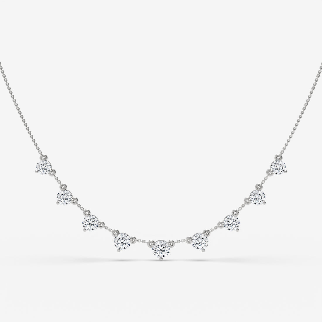 Graduated Diamond Cascade White Gold Necklace