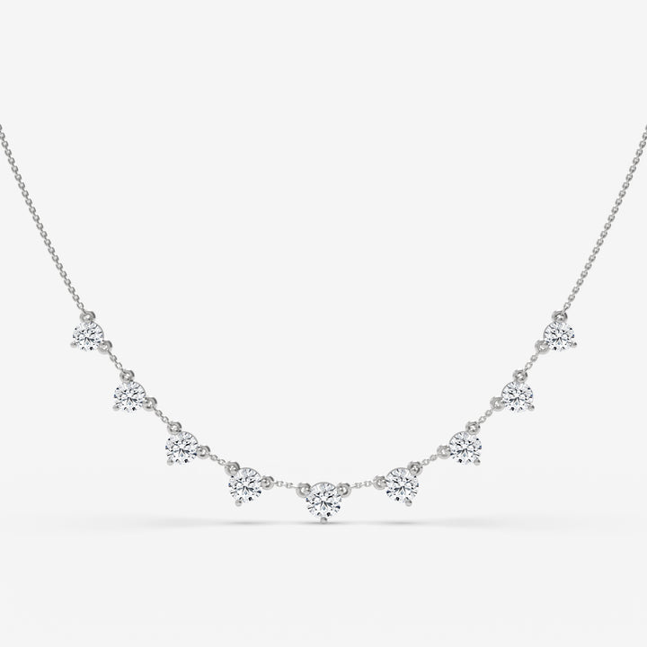 Graduated Diamond Cascade White Gold Necklace