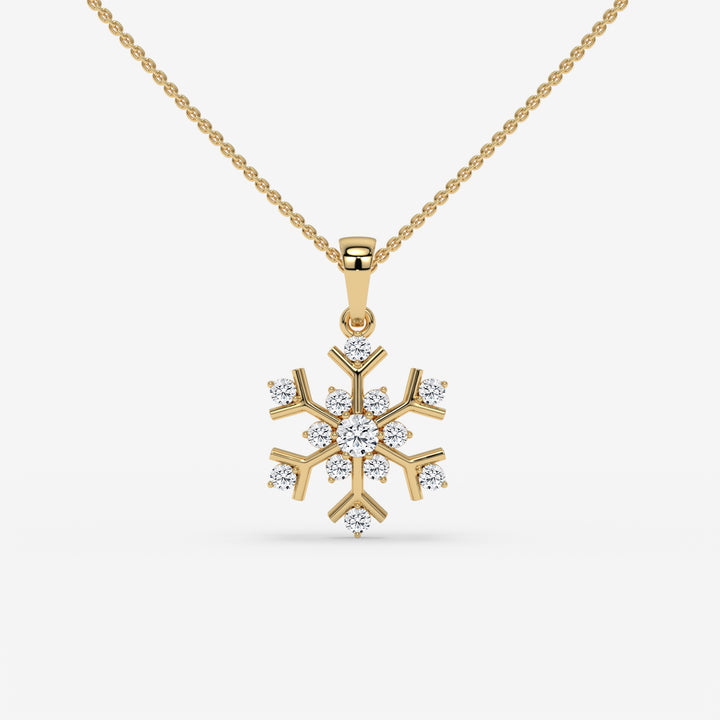 Whimsical Snowflake Diamond Yellow Gold Necklace