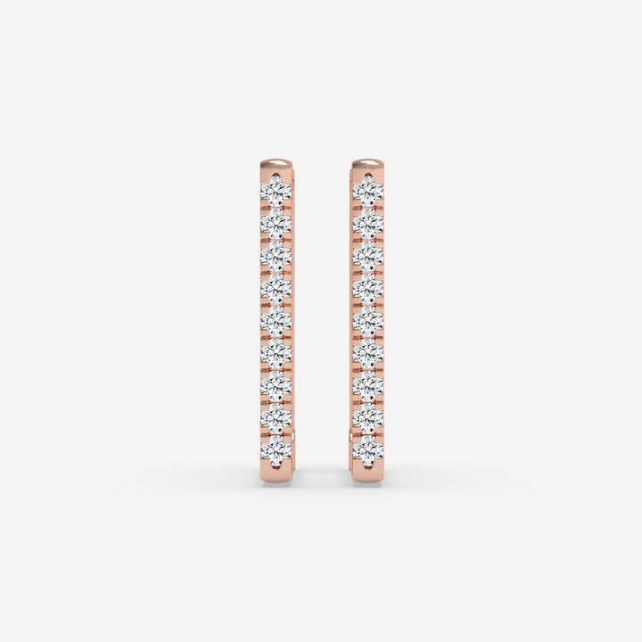 Square Diamond Hoop Earrings in Rose Gold