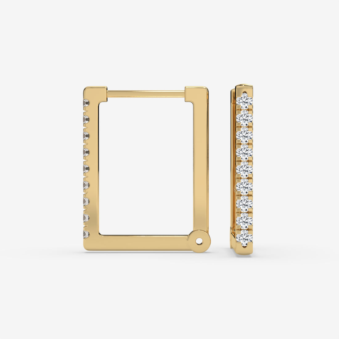 Square Diamond Hoop Earrings in Yellow Gold