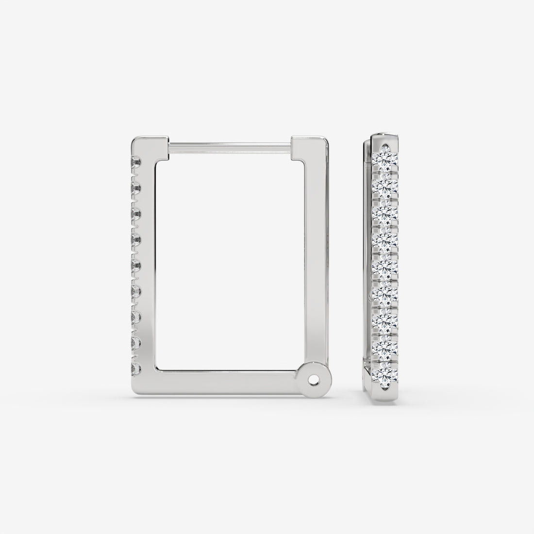 Square Diamond Hoop Earrings in White Gold