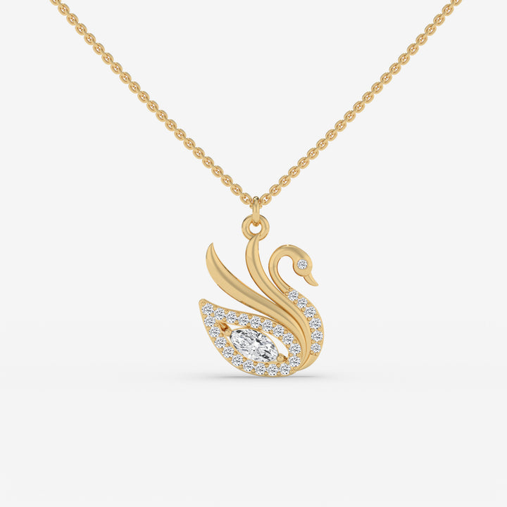 Marquise Diamond Swan Necklace in Yellow Gold