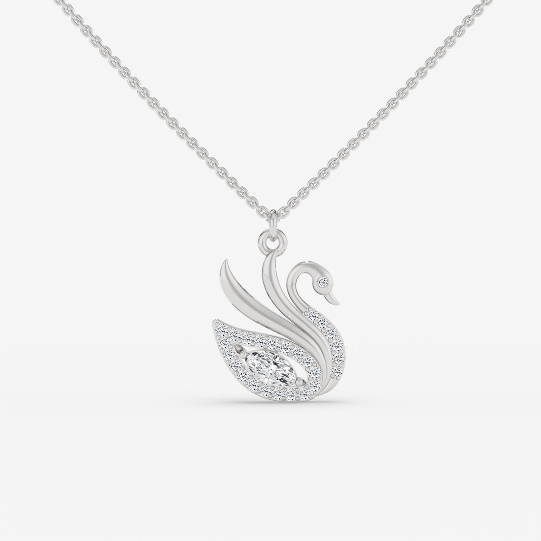 Marquise Diamond Swan Necklace in Yellow Gold