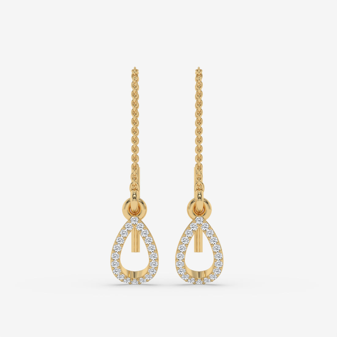 Diamond Drop Yellow Gold Earrings in Pear Shape
