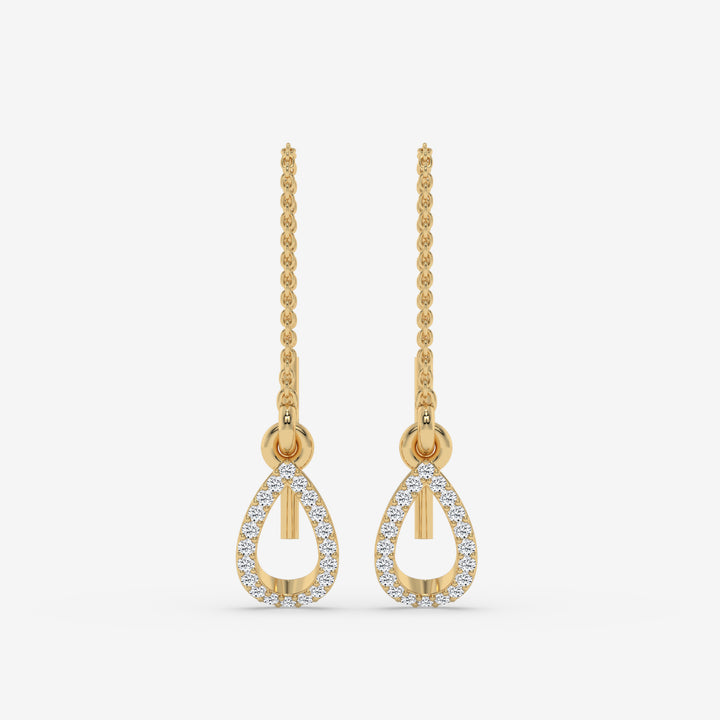 Diamond Drop Yellow Gold Earrings in Pear Shape