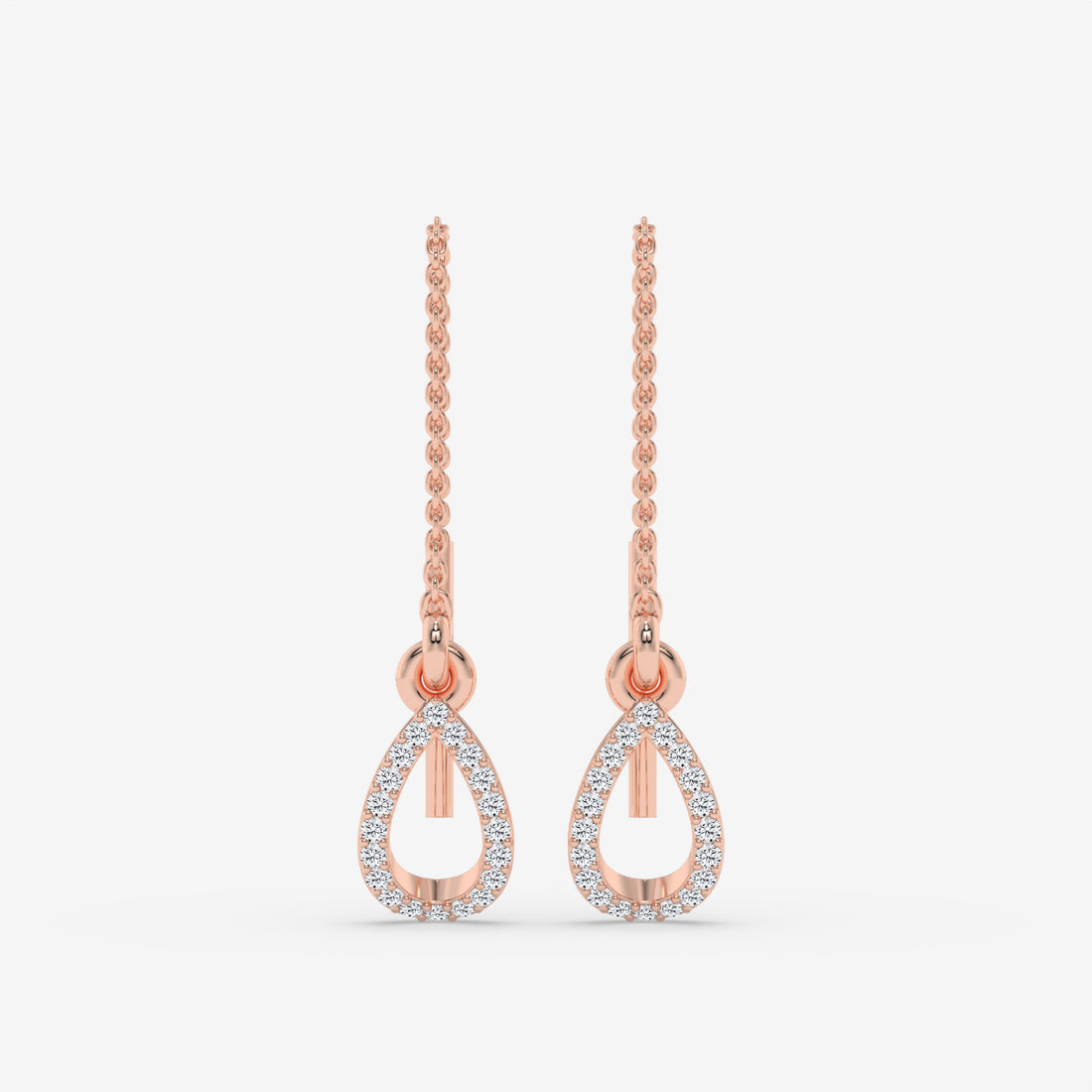 Diamond Drop Yellow Gold Earrings in Pear Shape